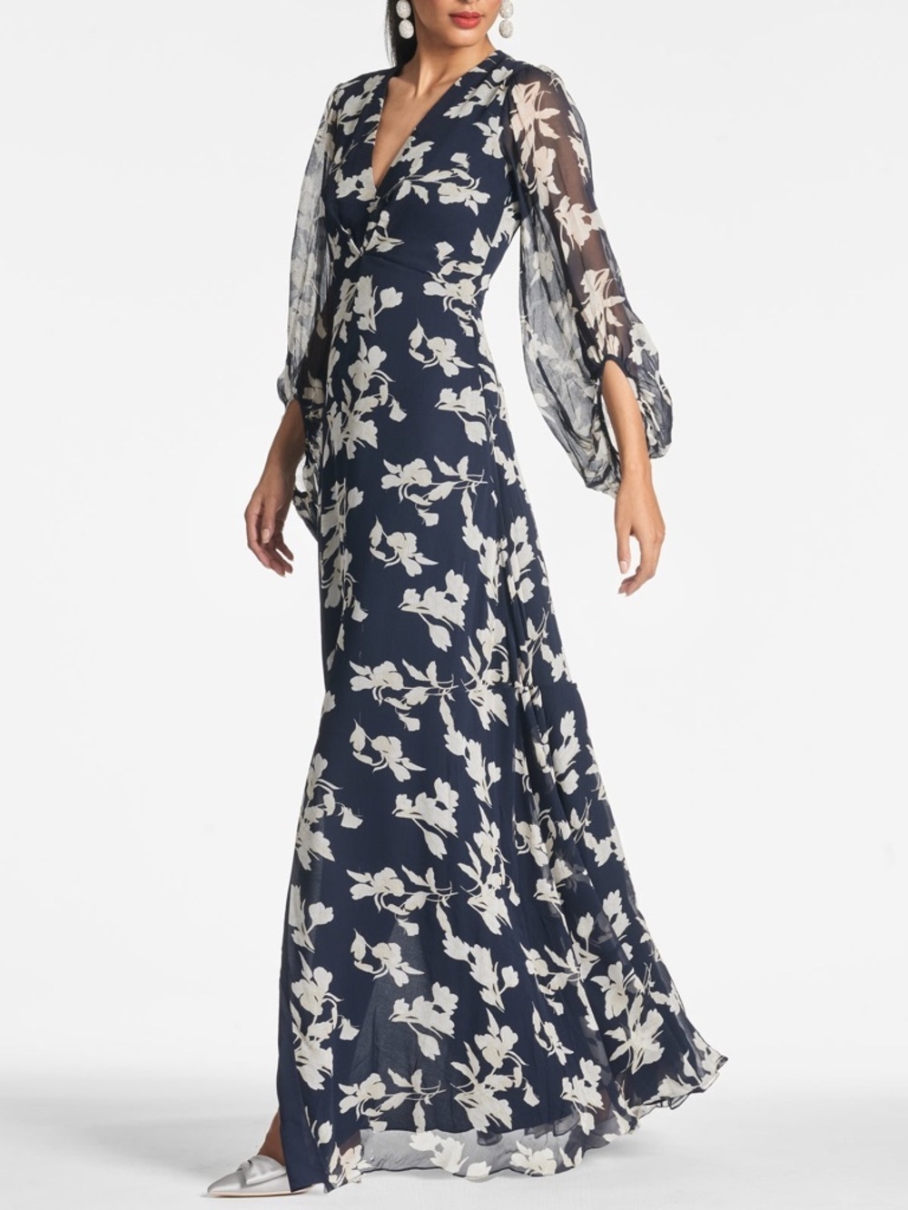 Sachin & Babi Jenny Floral Gown Navy Venetia Petal Size 6 NWT - Picture 3 of 14